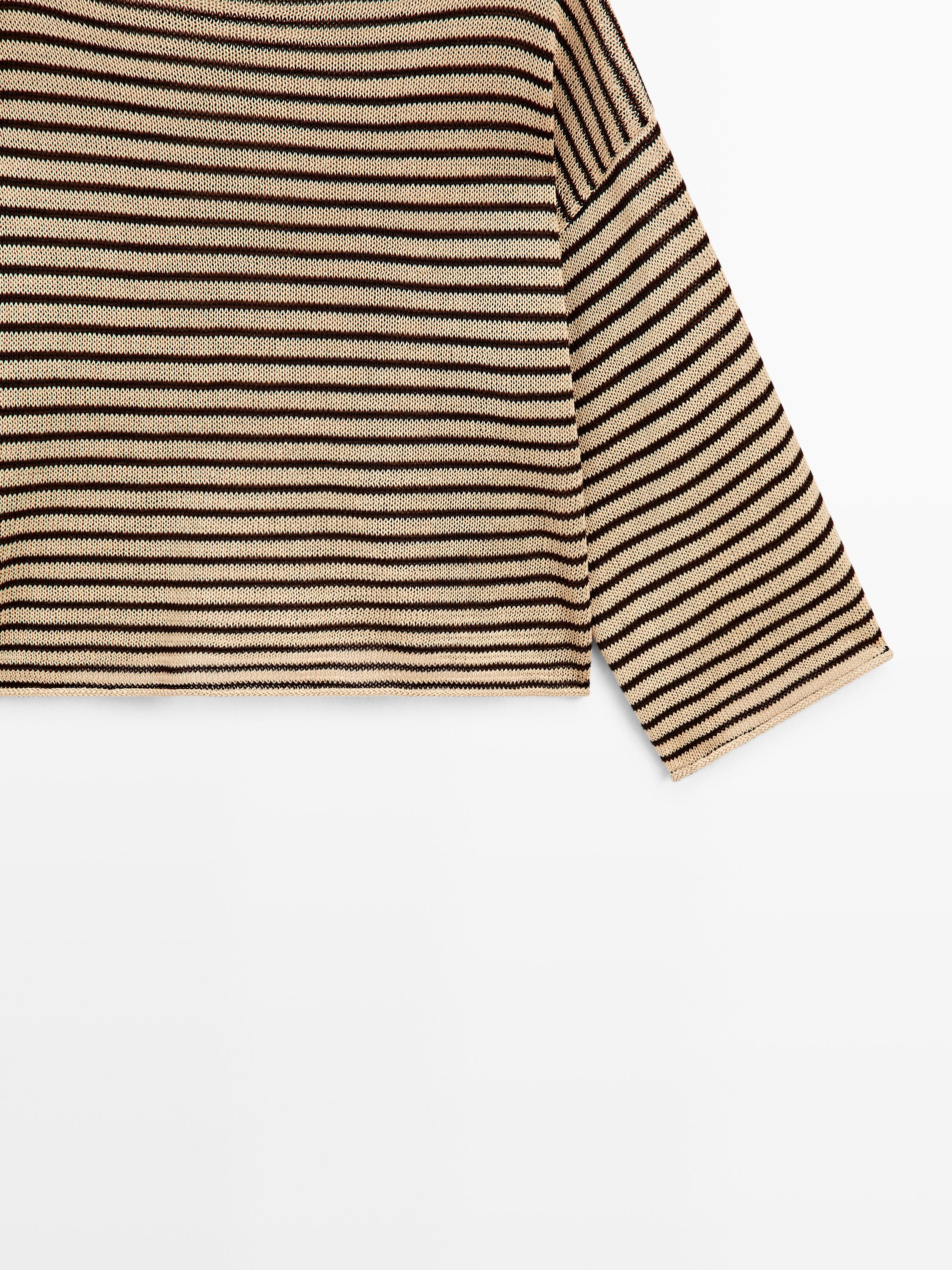 100% cotton striped knit sweater